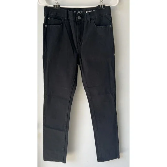 The Children's Place Boys Jeans Adjustable Skinny 100% Cotton Black Size 12 NWOT - Picture 1 of 7